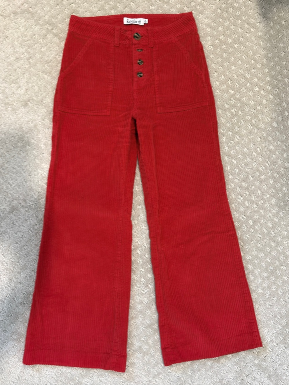 Rachel Antonoff Red Corduroy Wide-Leg Jeans